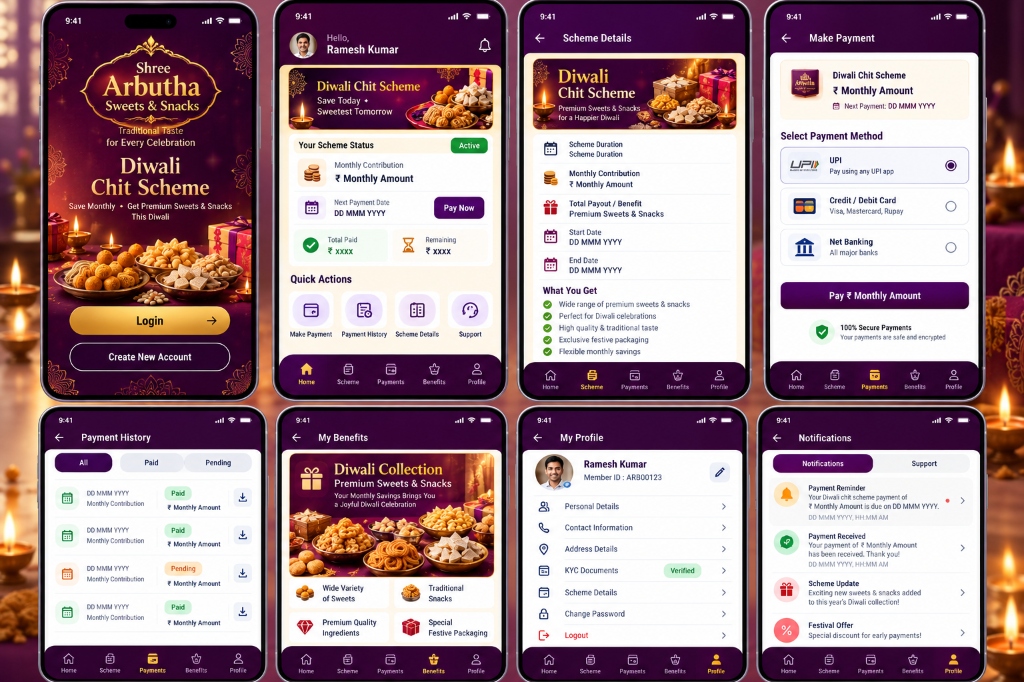 2nd Portfolio: Shree Arbutha Sweets Diwali Chit Scheme Mobile App